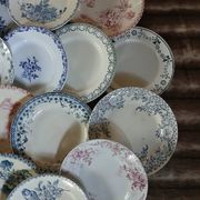 20 mismatched antique flat plates in ironstone