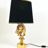 Sculptural Hollywood Regency table lamp in the shape of a horse from the 1970s.