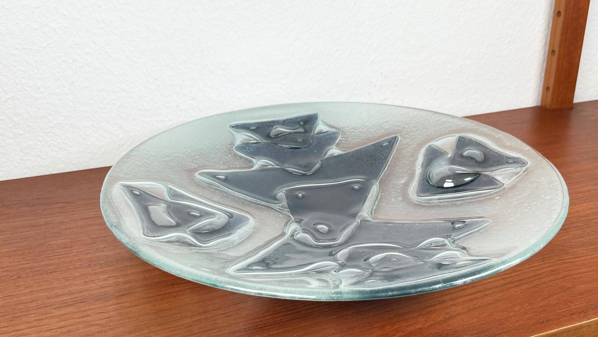 Large glass art bowl from mid-century Danish design, 1960s.