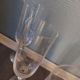 Carafe service 6 crystal and pewter flutes