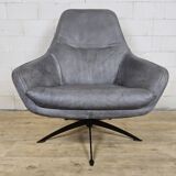 Grey leather swivel armchair Specter by DYYK (Almost new)