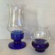Paire de bougeoirs bleu cobalt en verre
