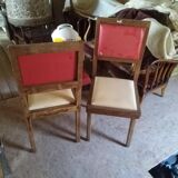 60 year table with 3 chairs and a bench