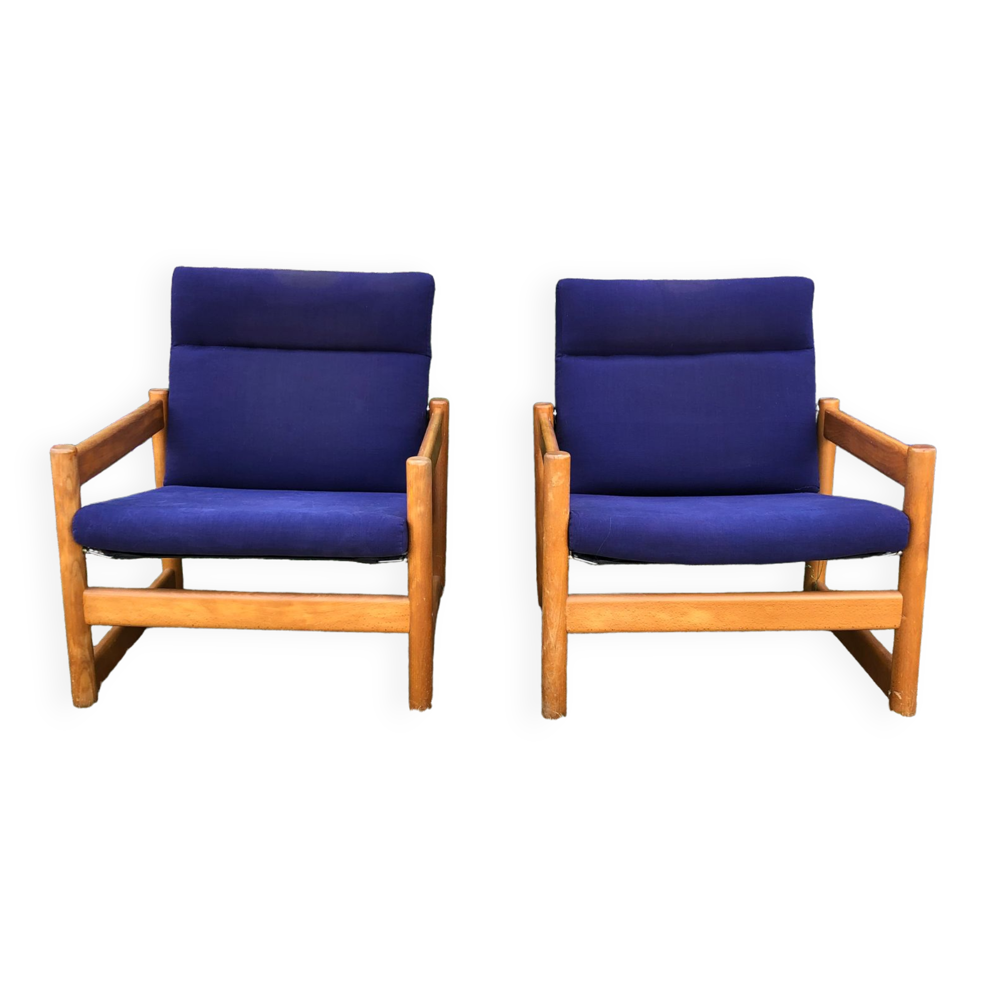 Duo de fauteuils vintage en hêtre lupton morton de john morton