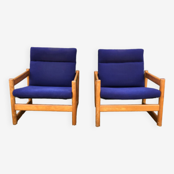 Duo de fauteuils vintage en hêtre lupton morton de john morton