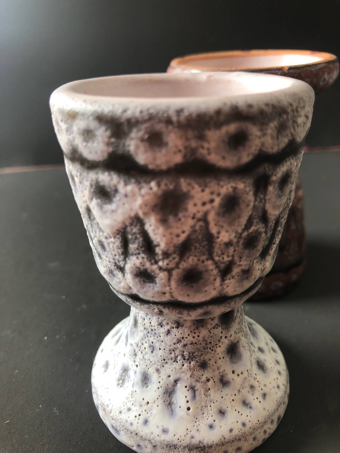 Pair of ceramic egg cups by Jean Austruy