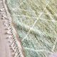 Tapis berbère Béni Ouarain vert à losanges blancs