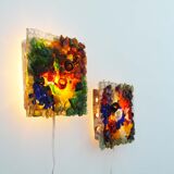 Pair of faceted glass brutalist sconces