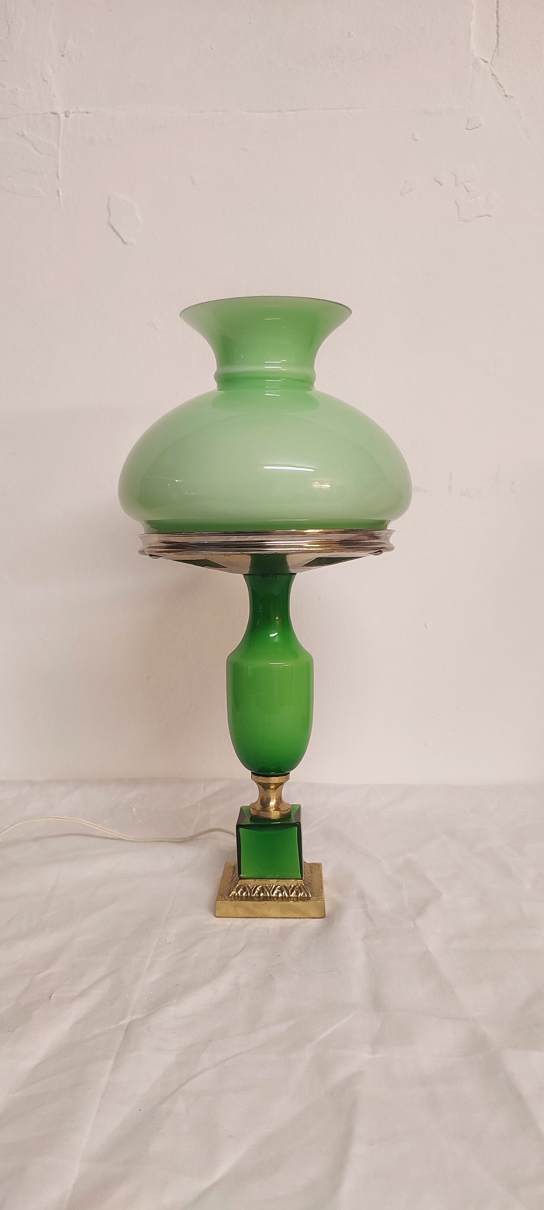 Glass and bronze table lamp, Spain, 1950