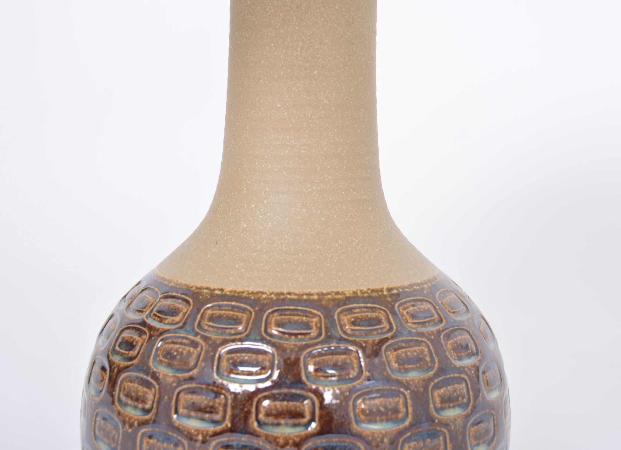 Handmade Danish Mid-Century Modern Stoneware Lamp with Graphic Pattern by Soholm