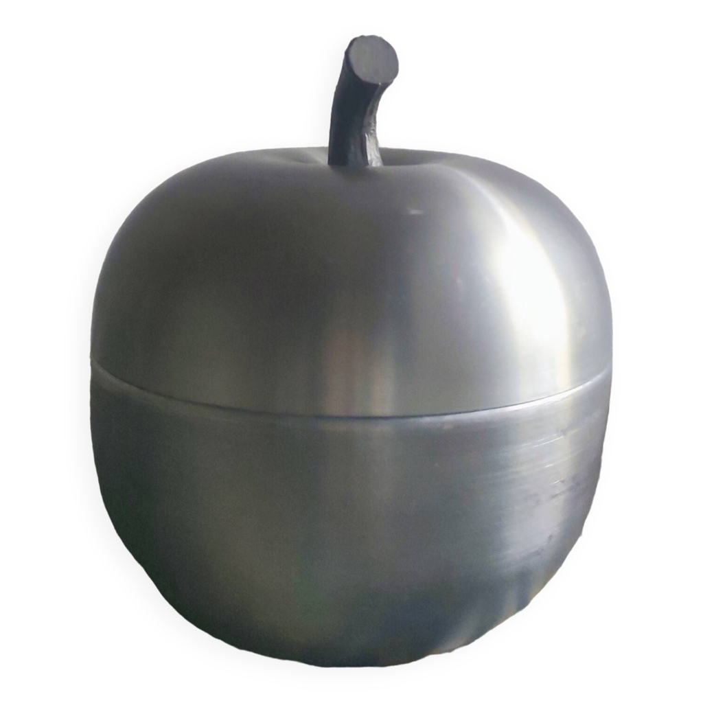 Seau à Glace Vintage Alu Années 60 – Forme Pomme, Inox, Déco Rétro