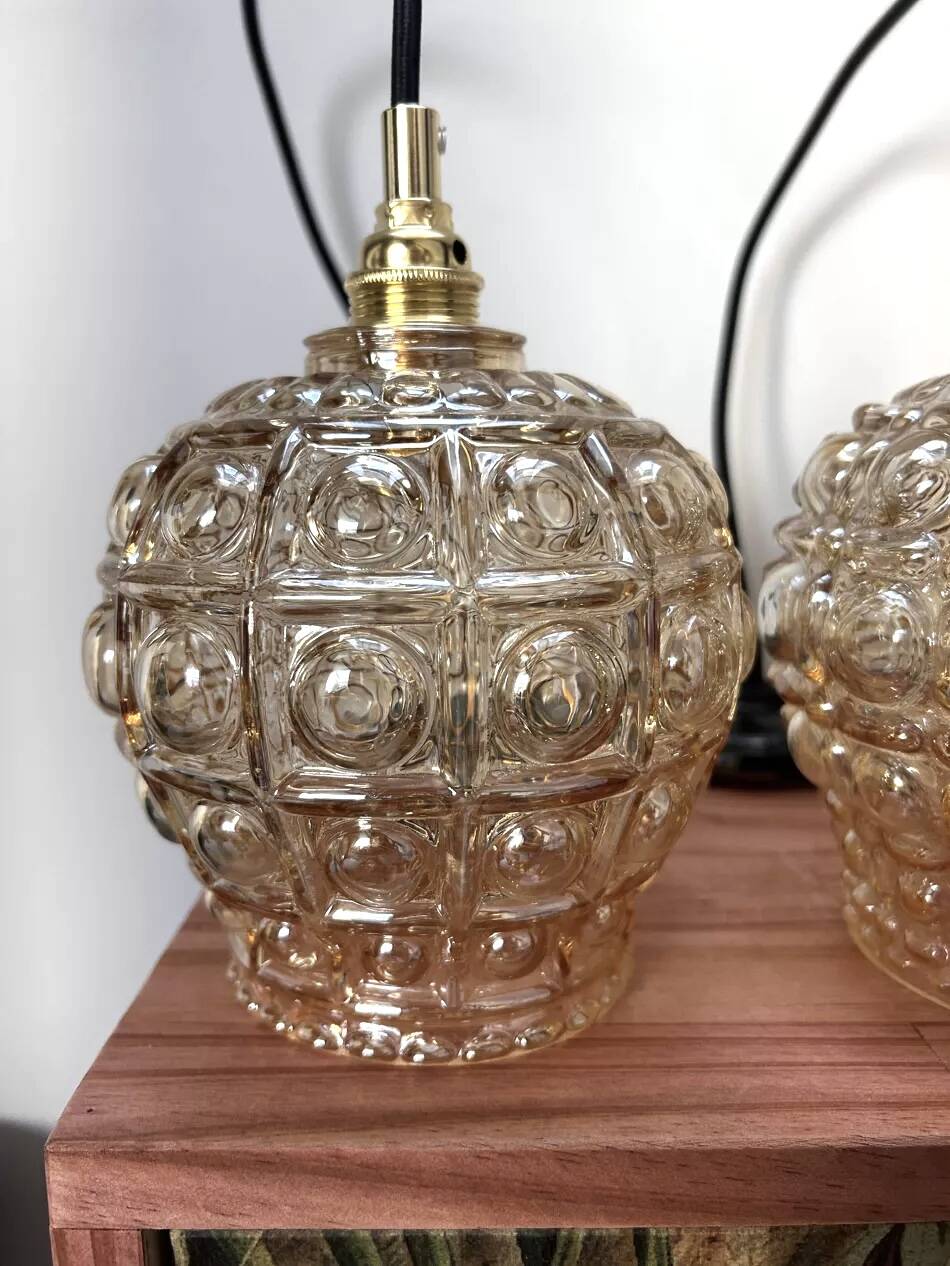 Set of three Scandinavian glass pendant lights