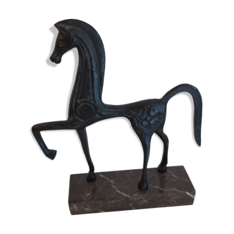 Bronze Etruscan horse on brass base