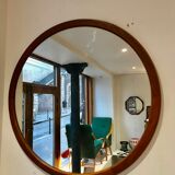 Mirror scandinavian teak round around 1960 - 60x60cm