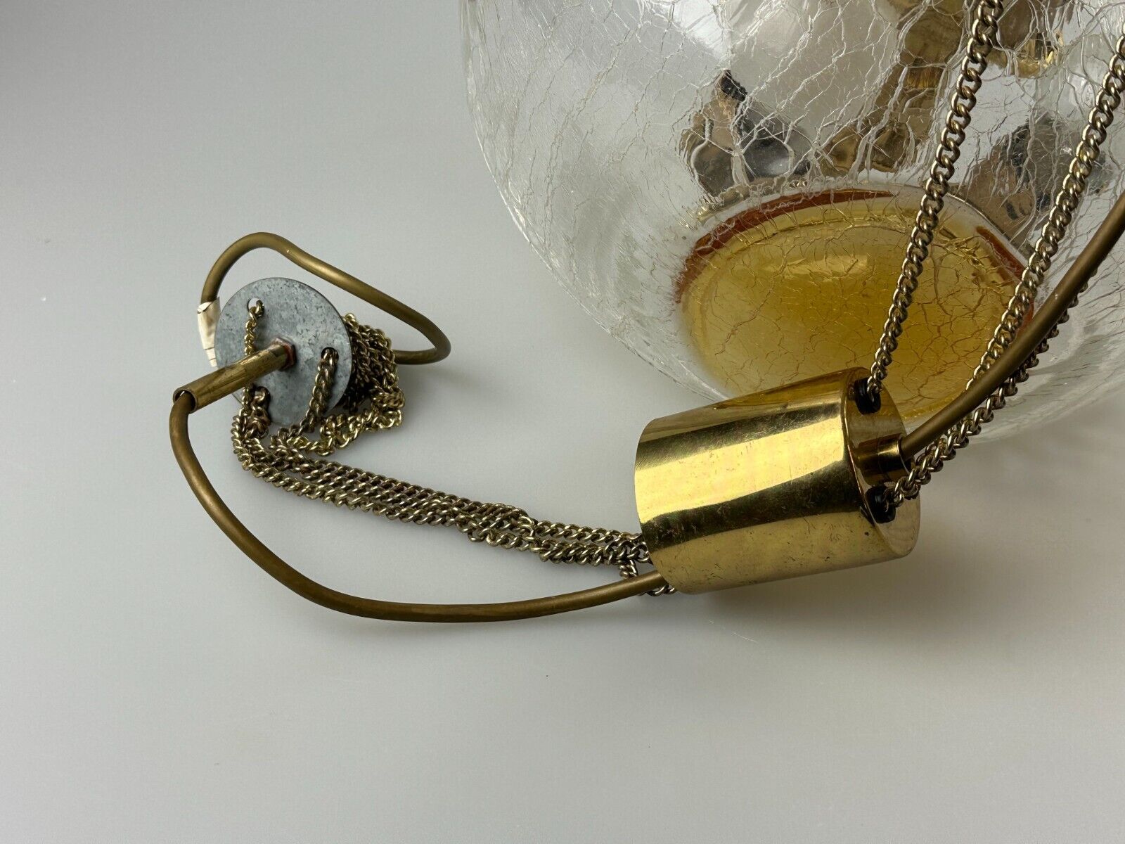 1960's 1970's brutalist ceiling lamp pendant lamp brass & murano glass