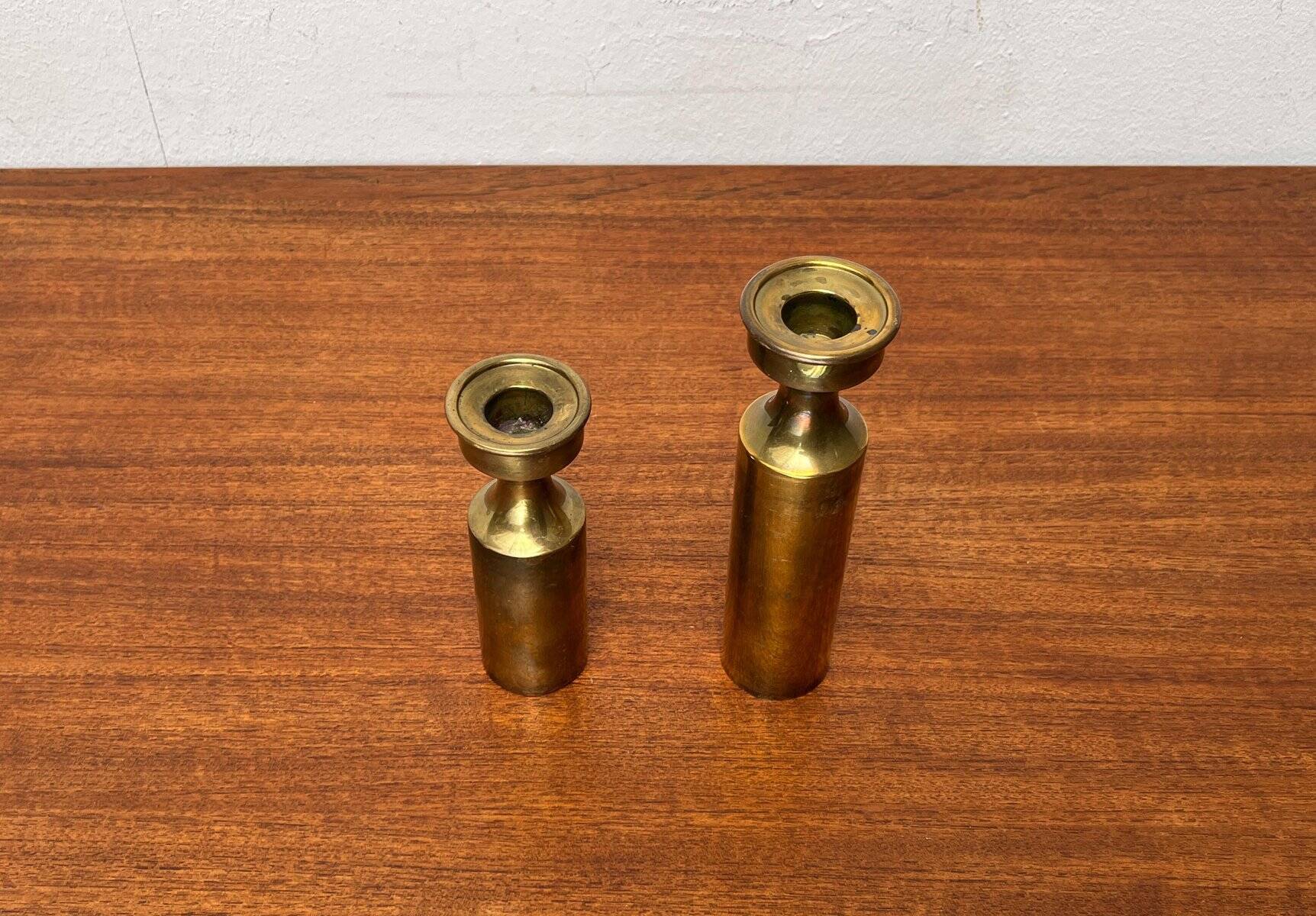 Danish brass candle holders from the mid-century by Boyes Metalkunst, 1960s, set of 2.