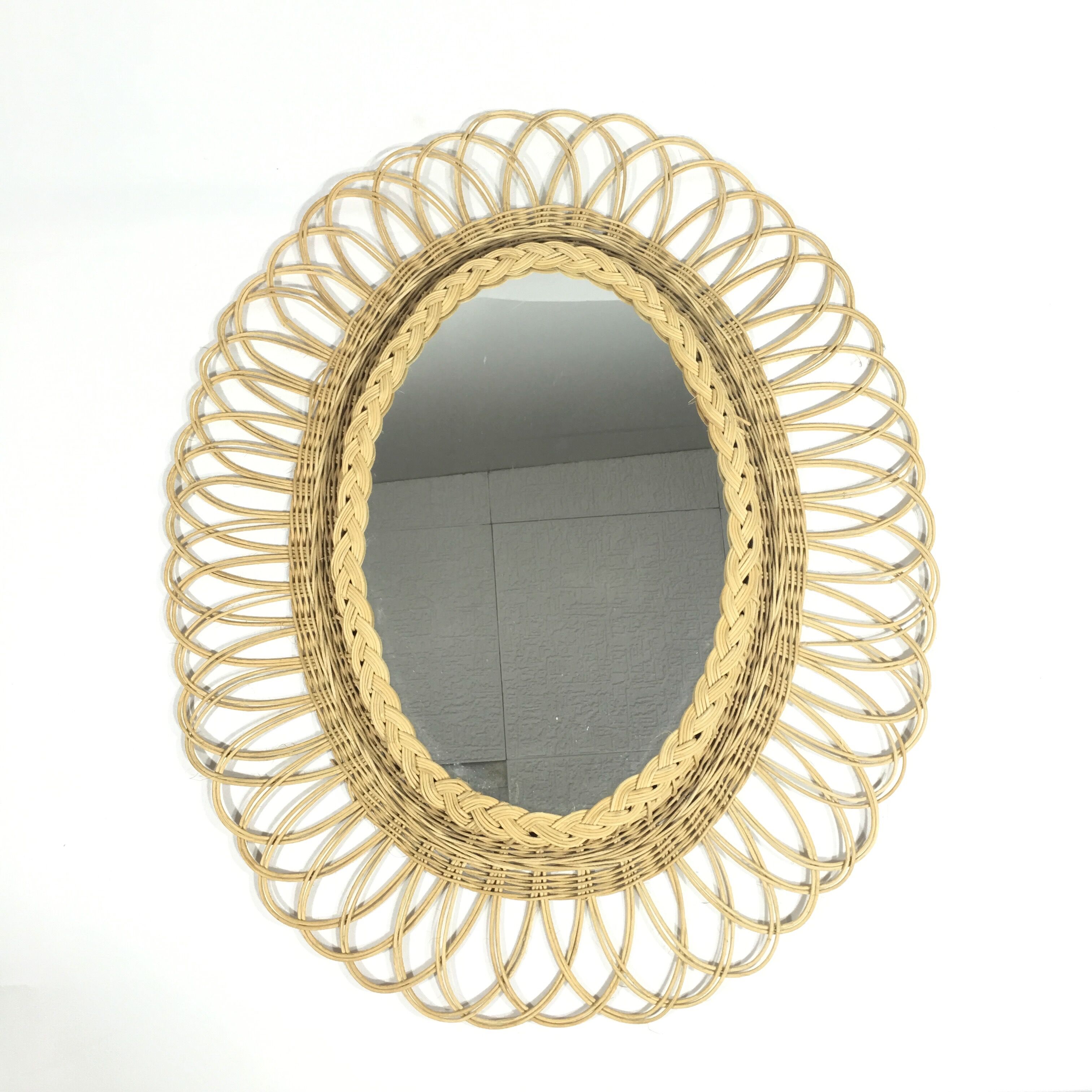 Wicker oval mirror 63x52cm