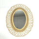 Wicker oval mirror 63x52cm