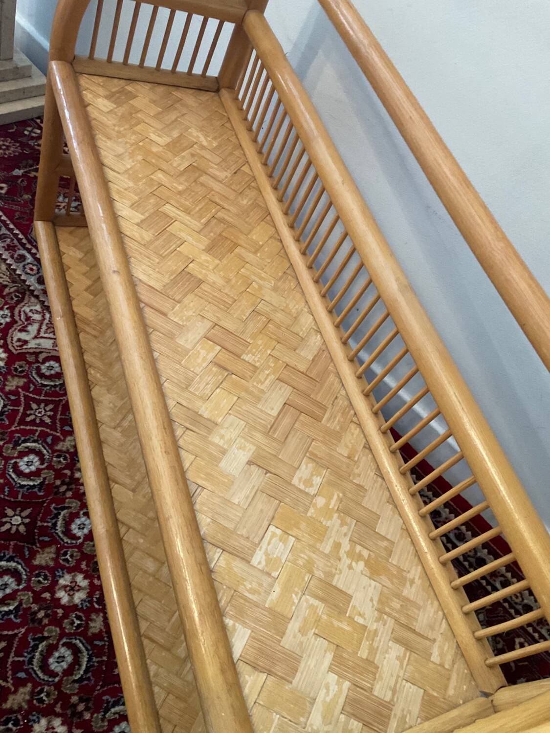 70s rattan shelf