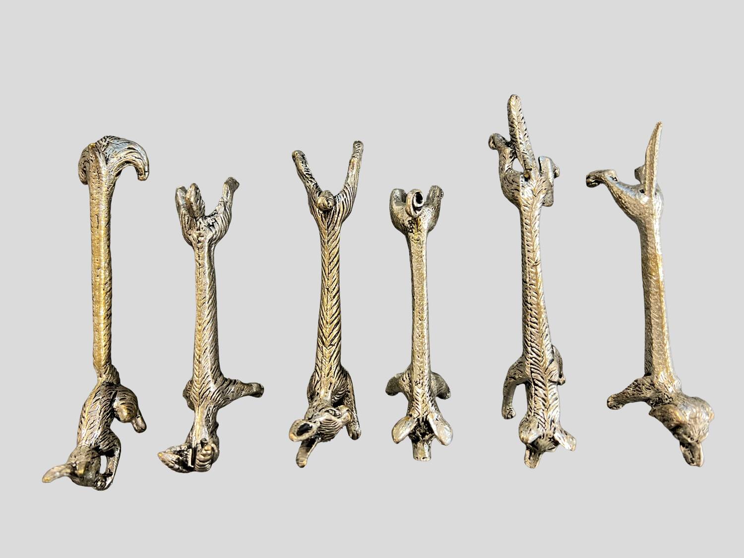 Set of 6 silver-plated animal knife rests
