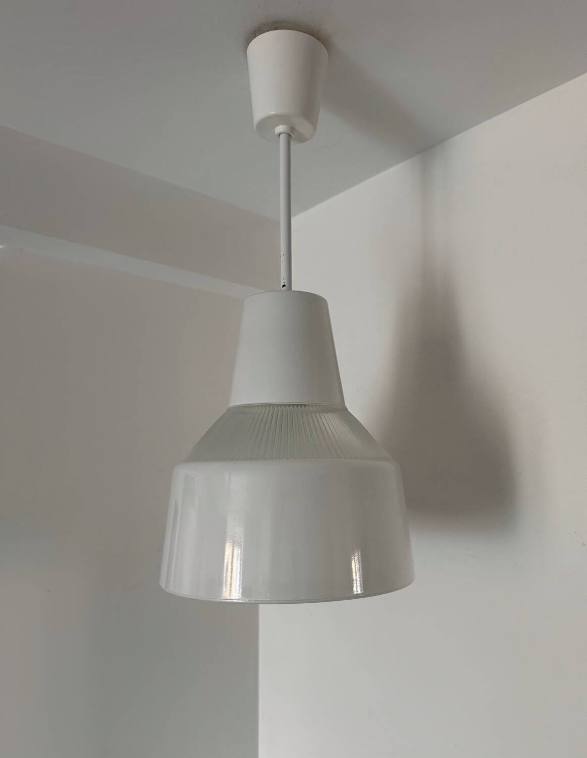 Holophane glass chandelier from the 1970s.