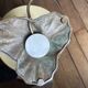 Lucien Gau tulip table lamp in patinated metal with green shade