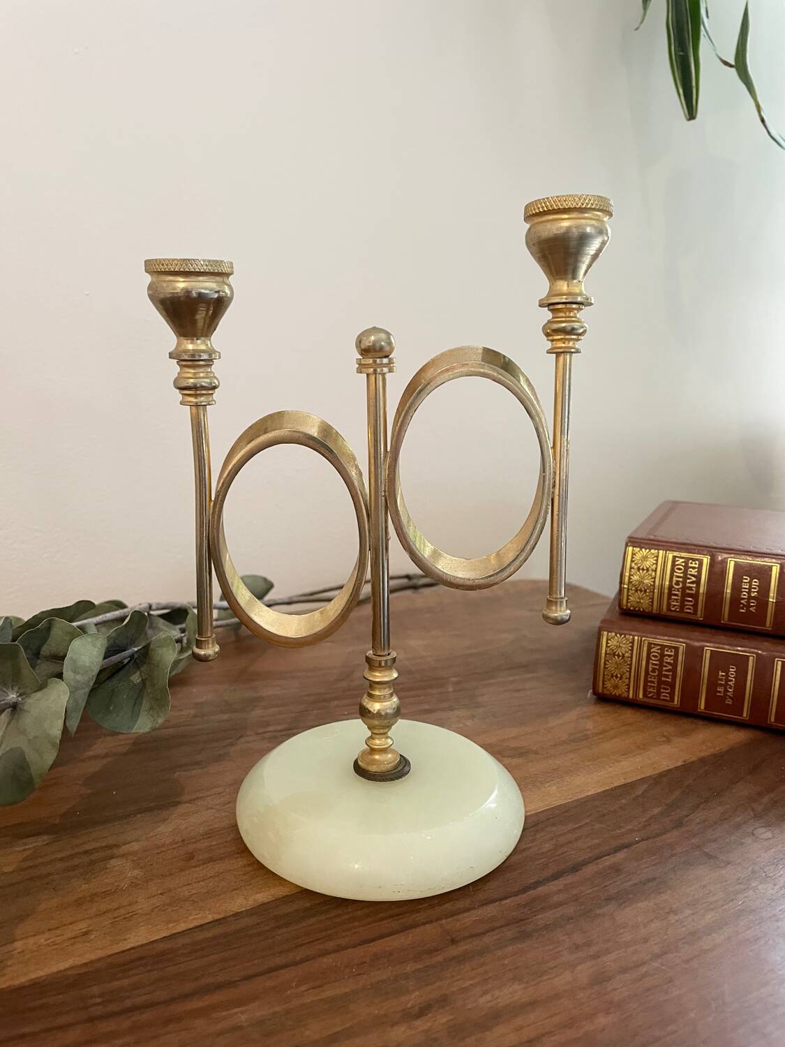 alabaster brass candlestick