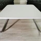 Coffee table 70's white and chrome