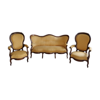 Ensemble de salon Napoléon III – canapé et 2 fauteuils, XIXᵉ siècle
