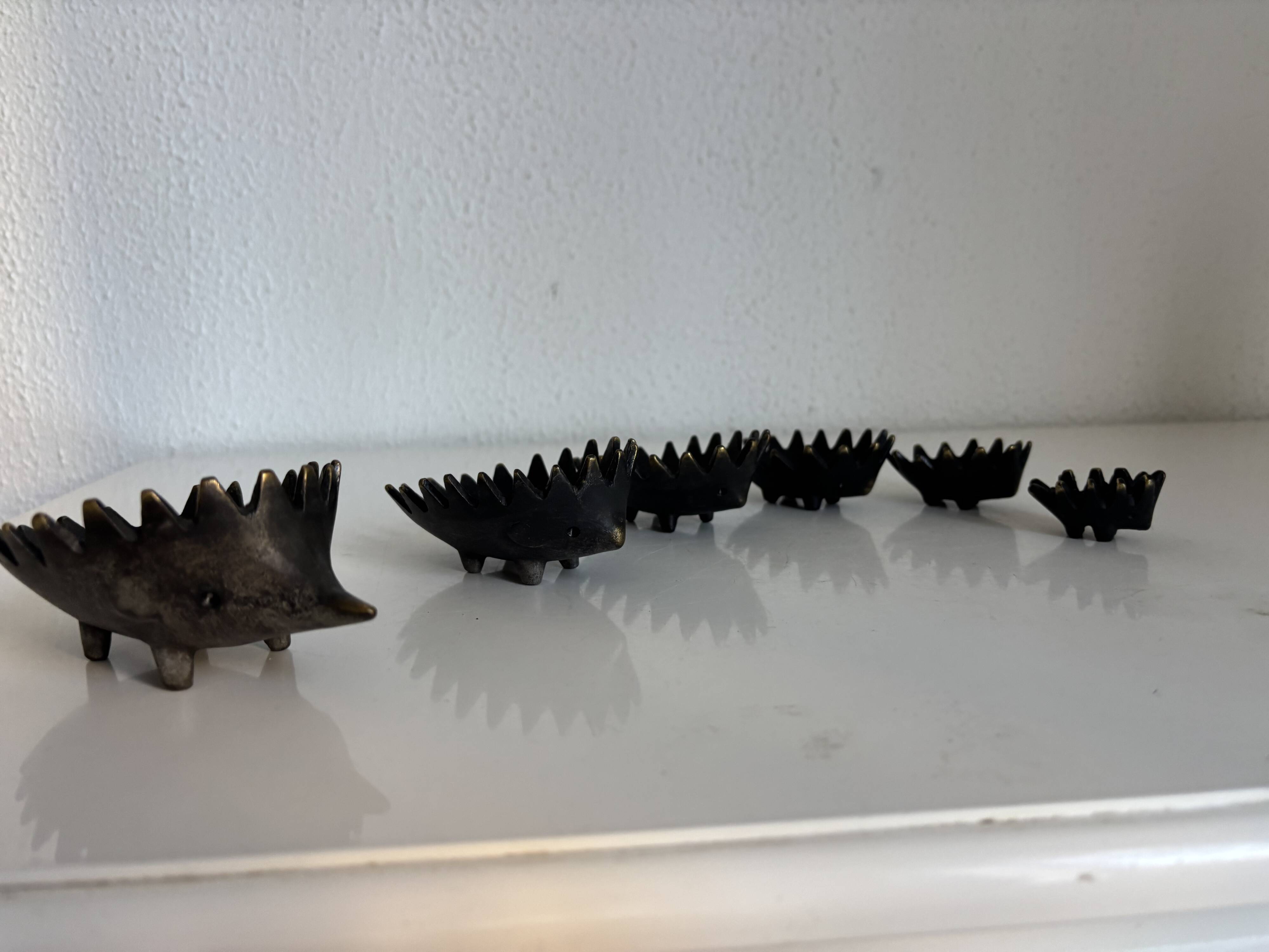 Vintage 1950 hedgehog ashtrays by Walter Bosse for Hertha Baller