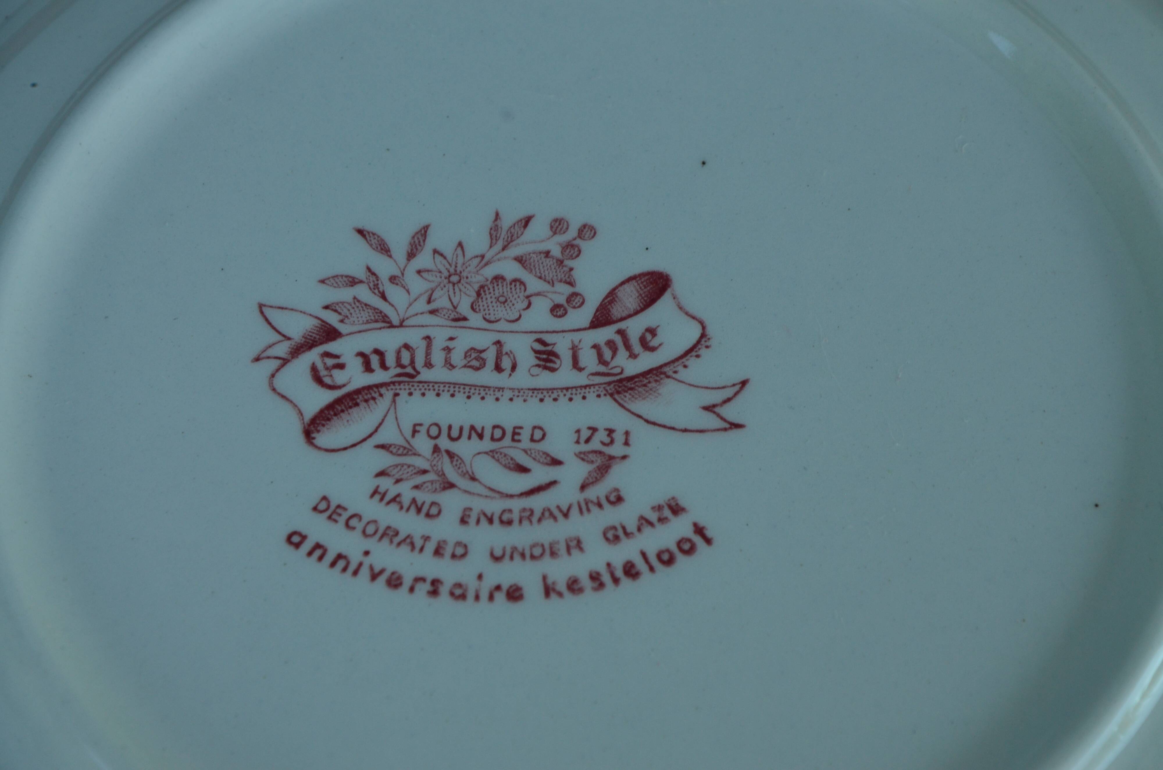 Set of 6 English style plates, kesteloot birthday