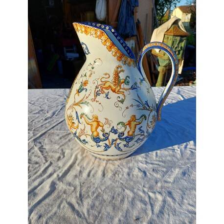 19th century Gien earthenware pitcher