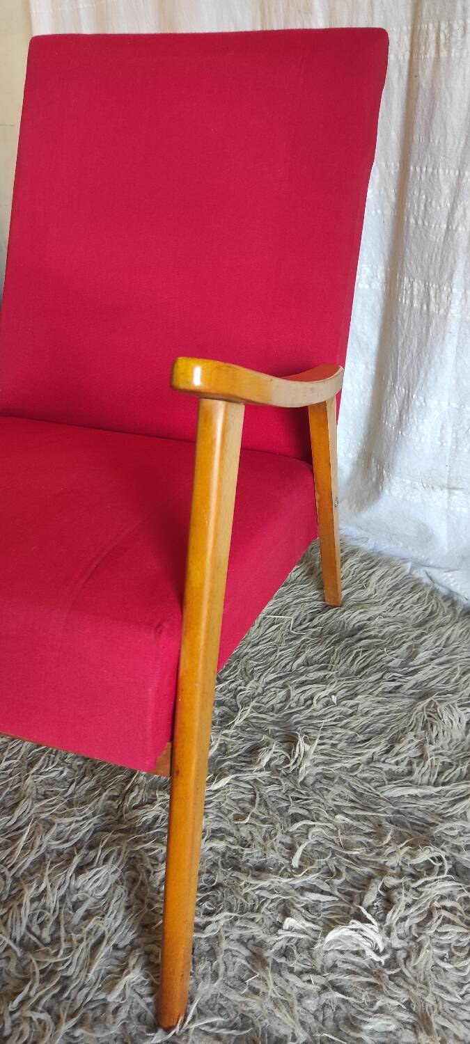 Scandinavian style armchair in wood and fabrics - 1960s