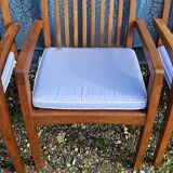 Stackable chair-armchair in solid teak with cushion by Vlaemynck