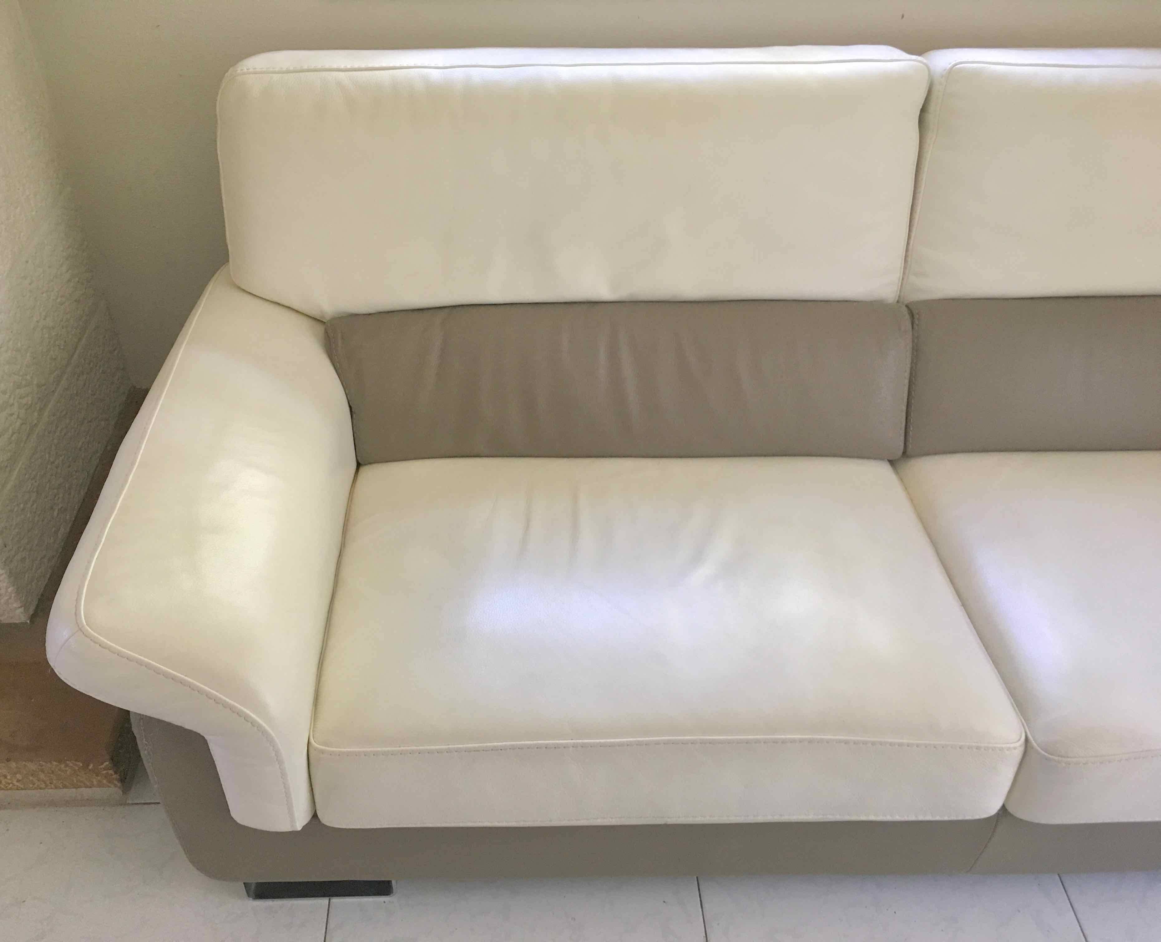 Leather 3-seater sofa