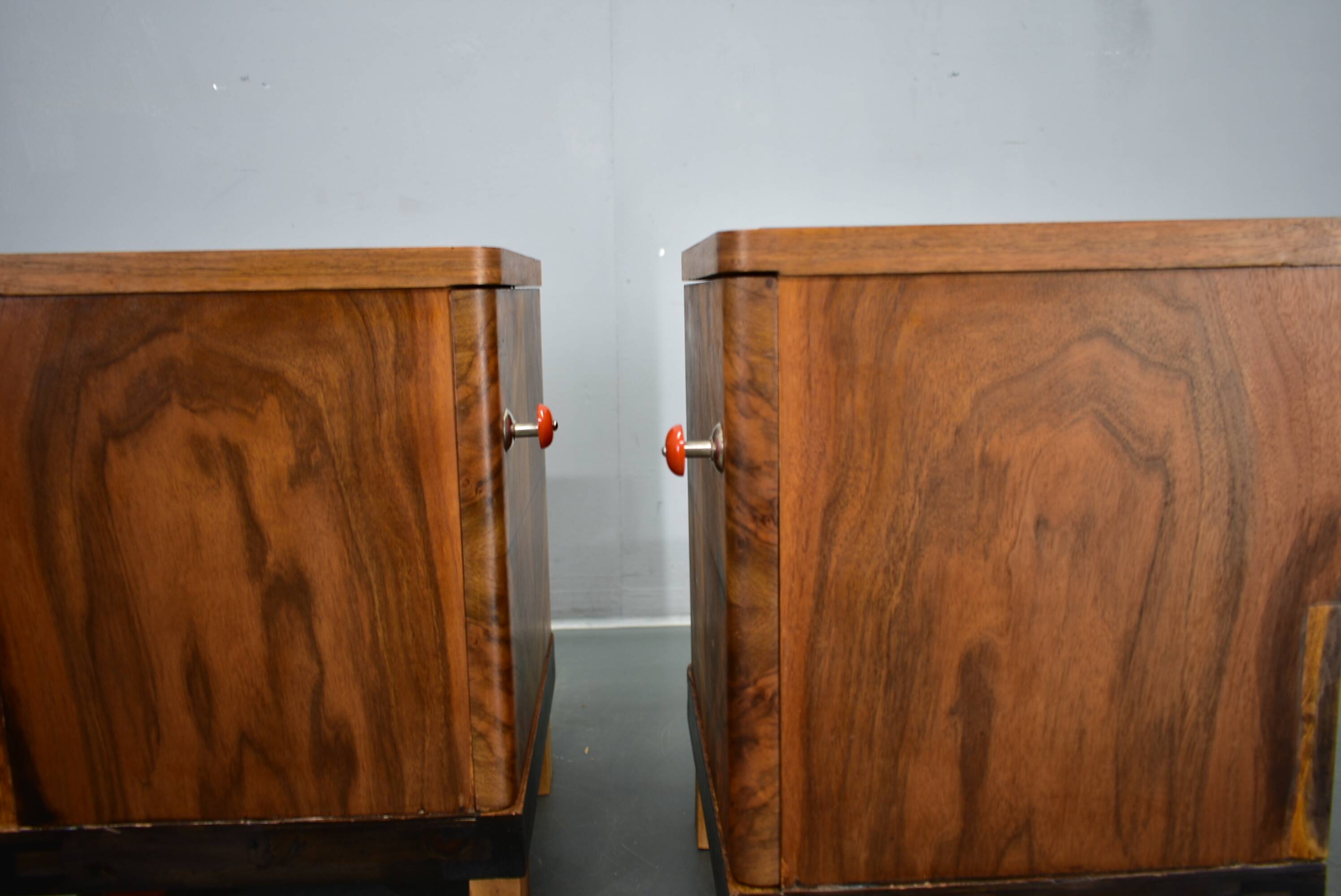1938s pair of Art Deco bedside tables, Czechoslovakia