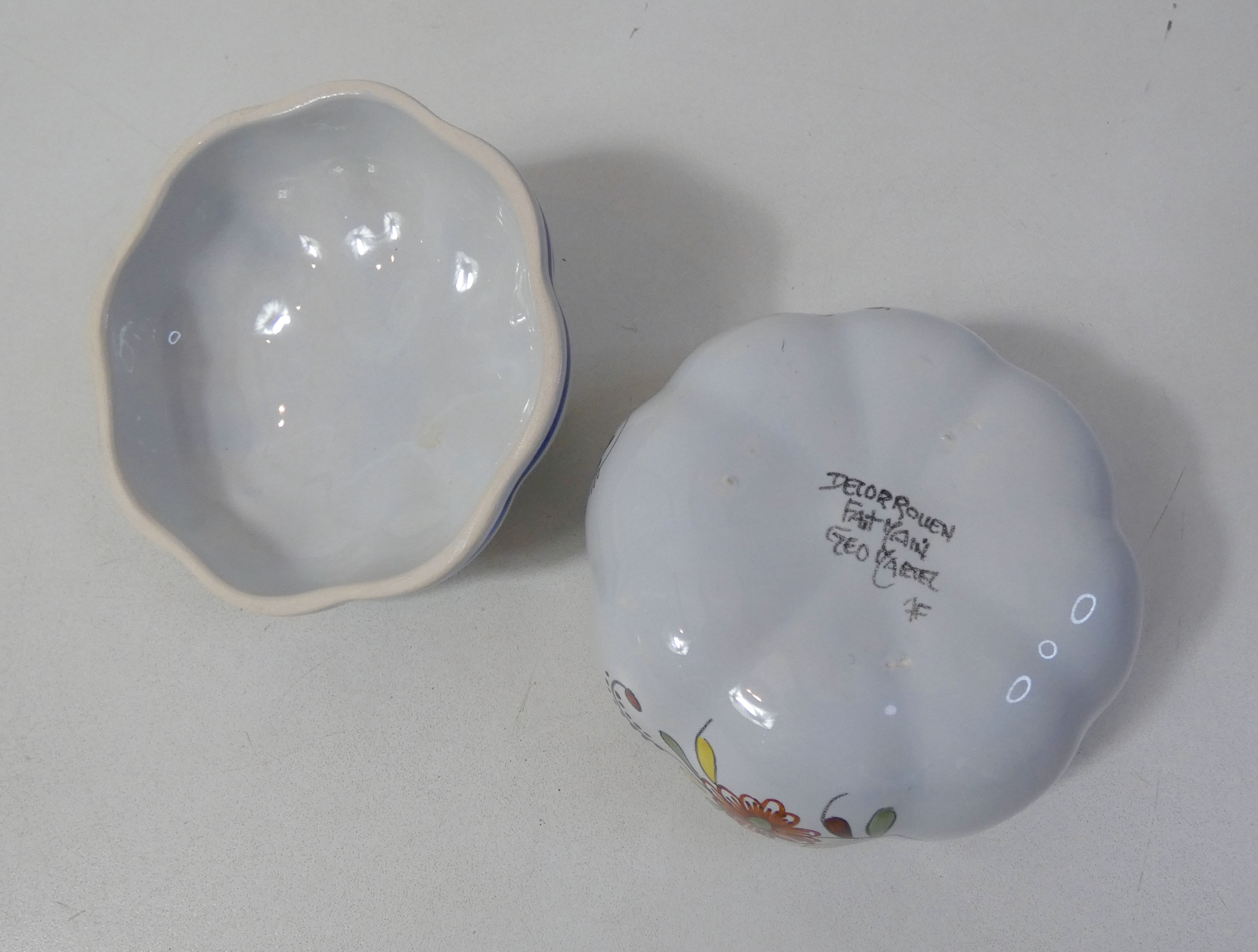 sugar bowl earthenware polychrome  Old Rouen Geo Martel