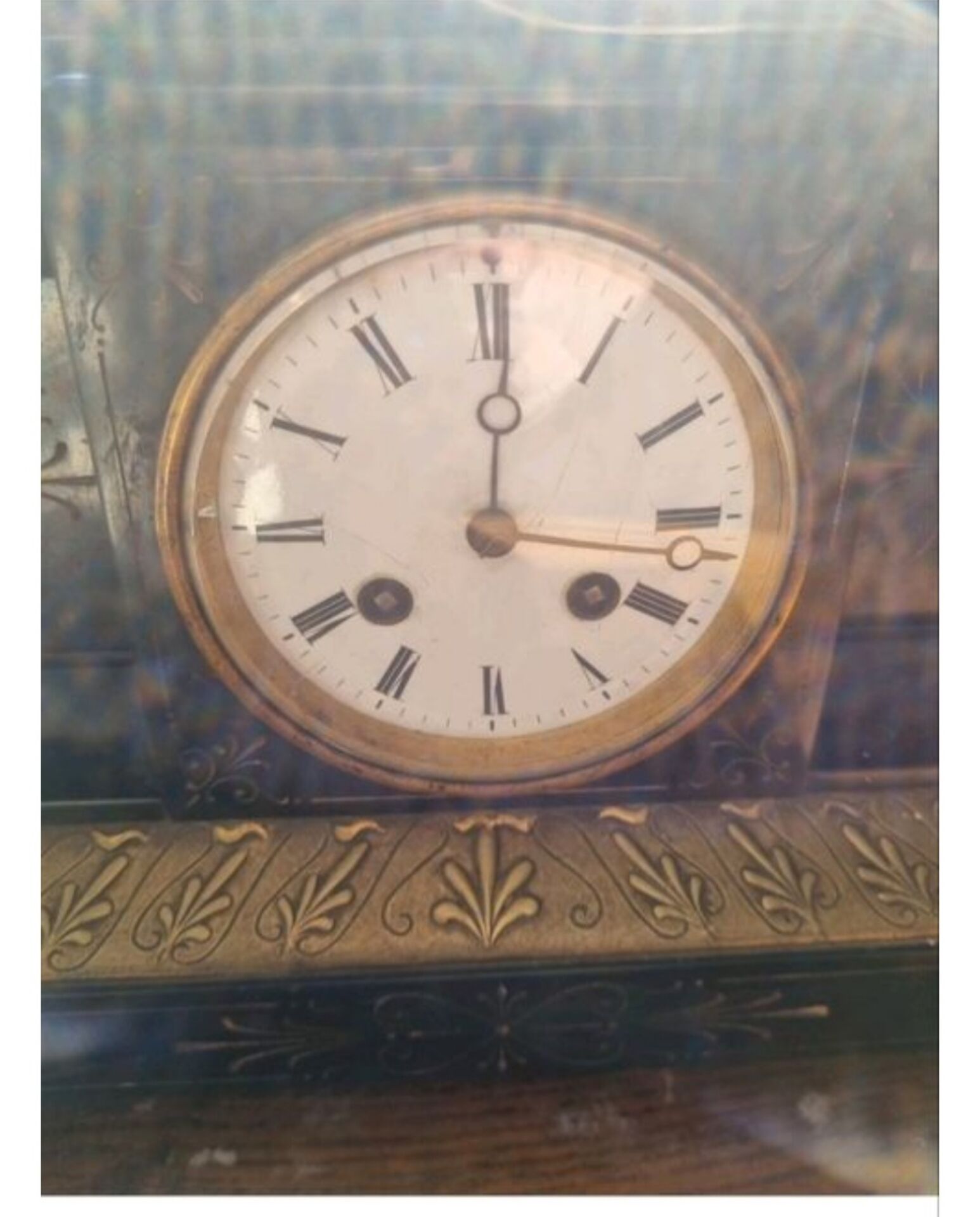 Antique bronze clock signed fireplace