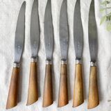 6 Vintage Horn Knives Silver Steel Blade LEPINE A LYON France 19th Century