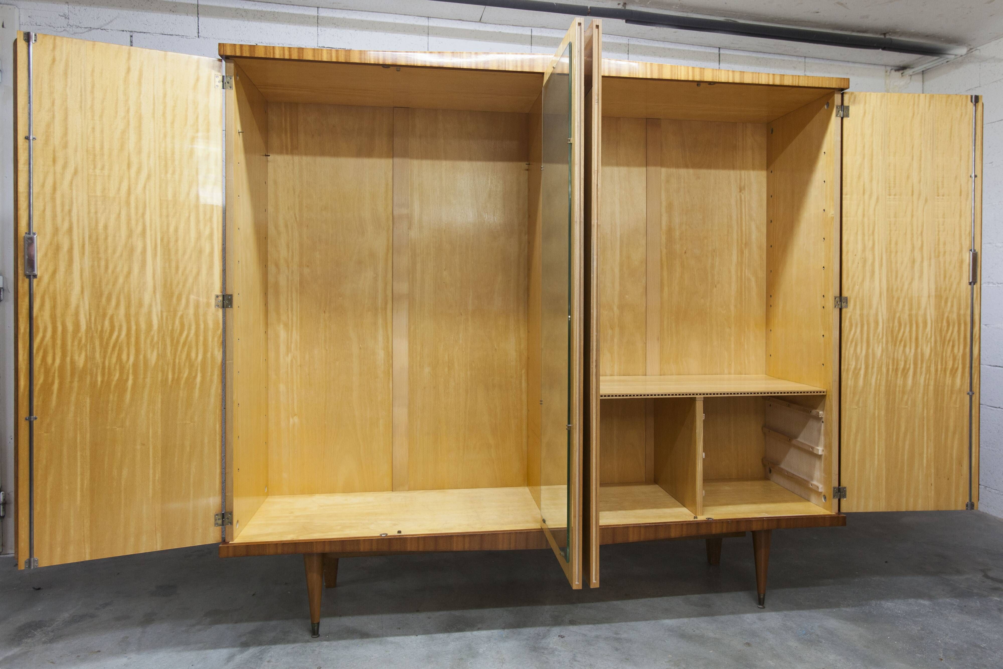 1960 Scandinavian wardrobe, atypical blond wood varnished, 4 doors 3