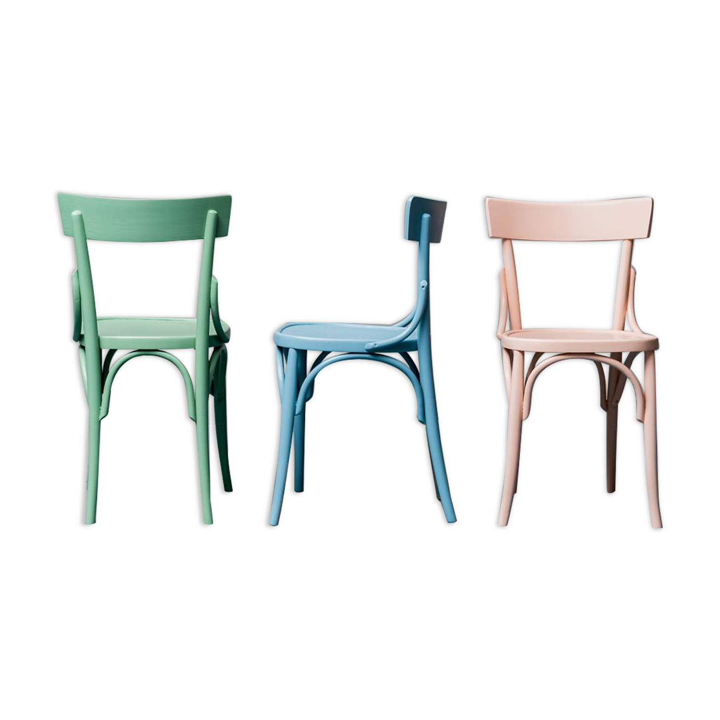 Set of 3 chairs multicolor wood 50s vintage modern