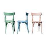 Ensemble de 3 chaises multicolore bois 50s vintage moderne