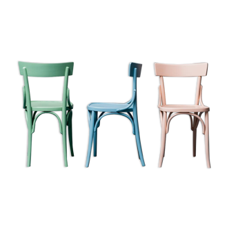 Set of 3 chairs multicolor wood 50s vintage modern