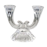 Candle holder 2 branches in Phoenix crystal, periode artdeco