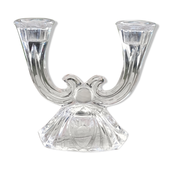 Candle holder 2 branches in Phoenix crystal, periode artdeco