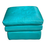 Pouf bleu turquoise en cuir à 3 niveaux