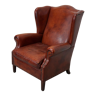 vintage dutch cognac colored wingback leather club chair