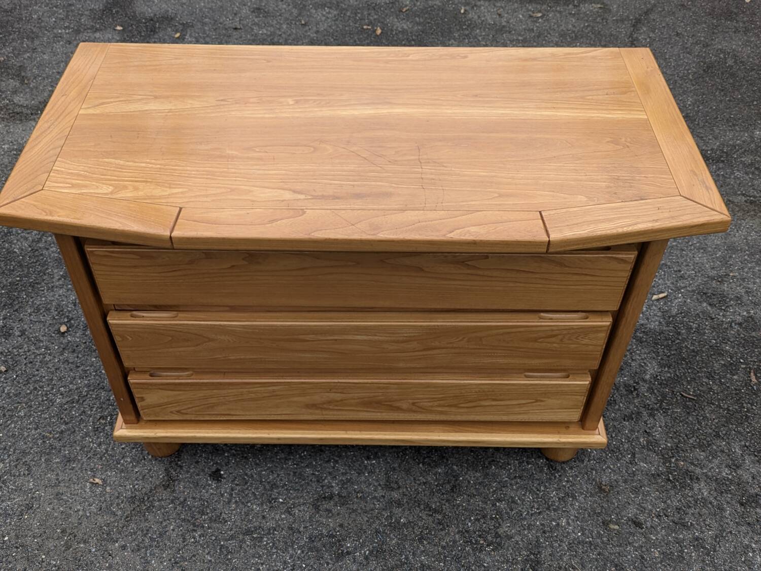 Brutalist chest of drawers in vintage elm 1980