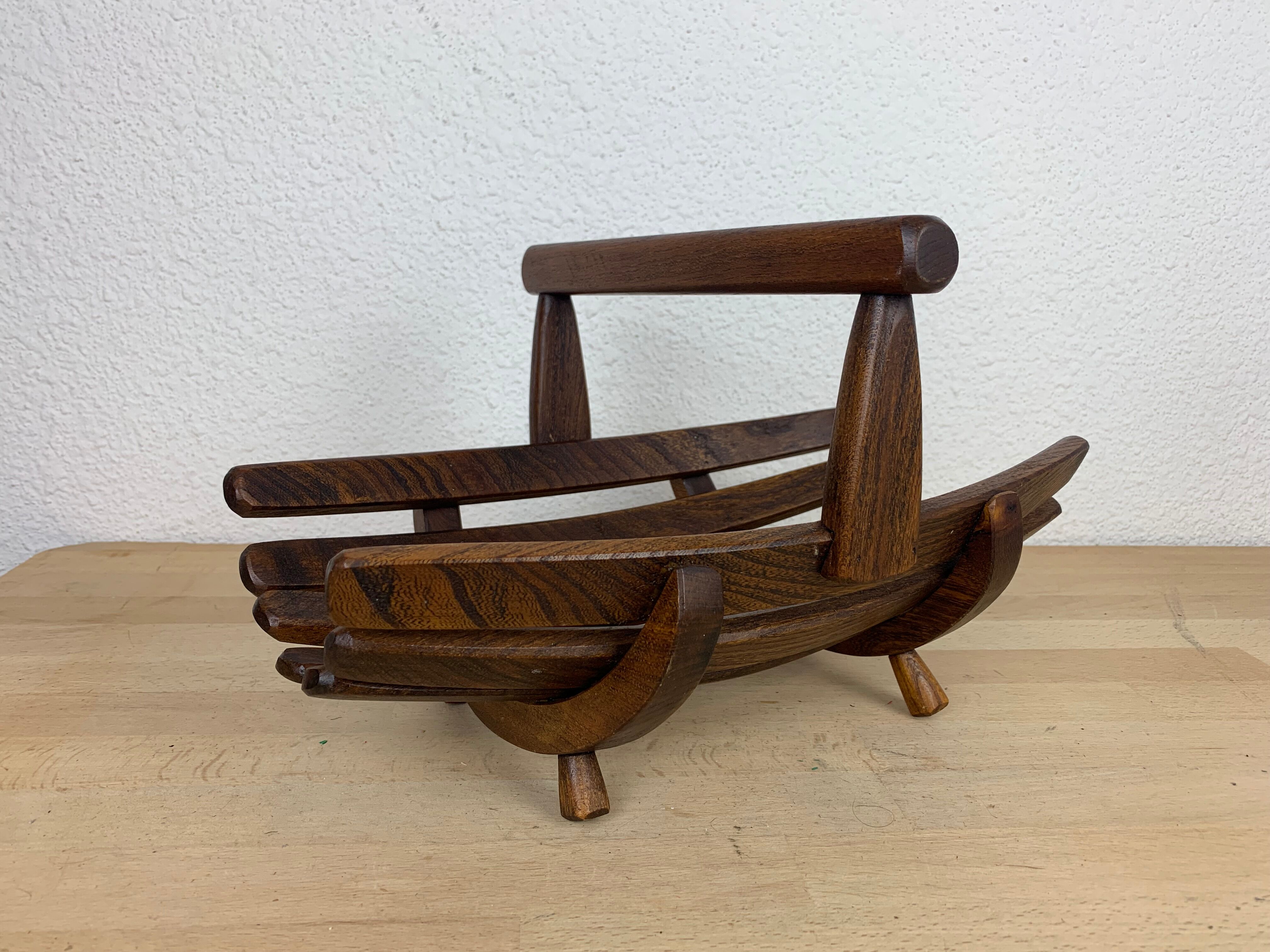Brutalist wooden Scandinavian fruit basket