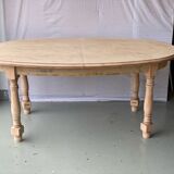 Refurbished vintage farmhouse dining table in solid raw oak wood